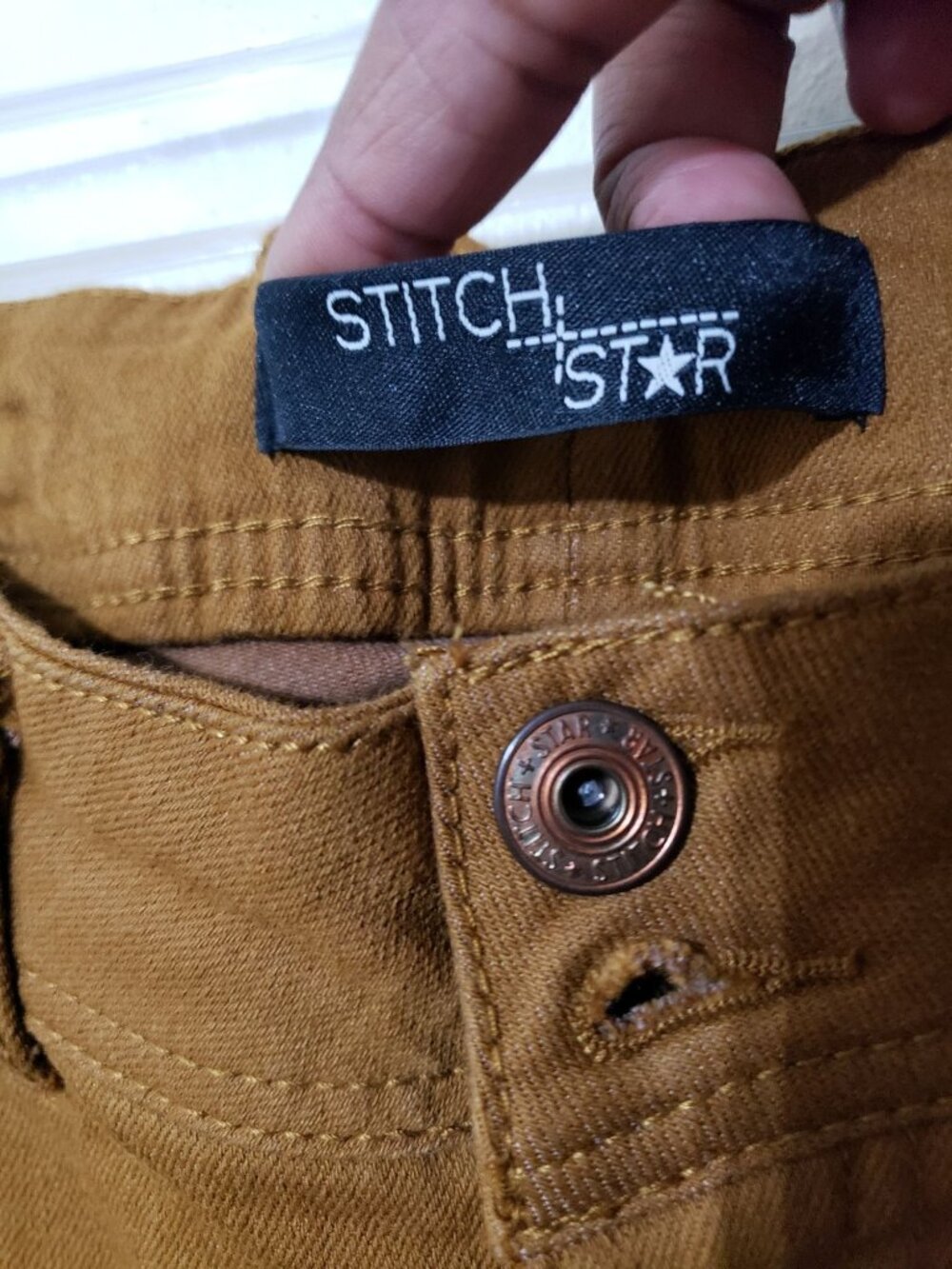 Stitch Star, gold, wide leg crop denim pants, size 12 - Picture 2 of 6